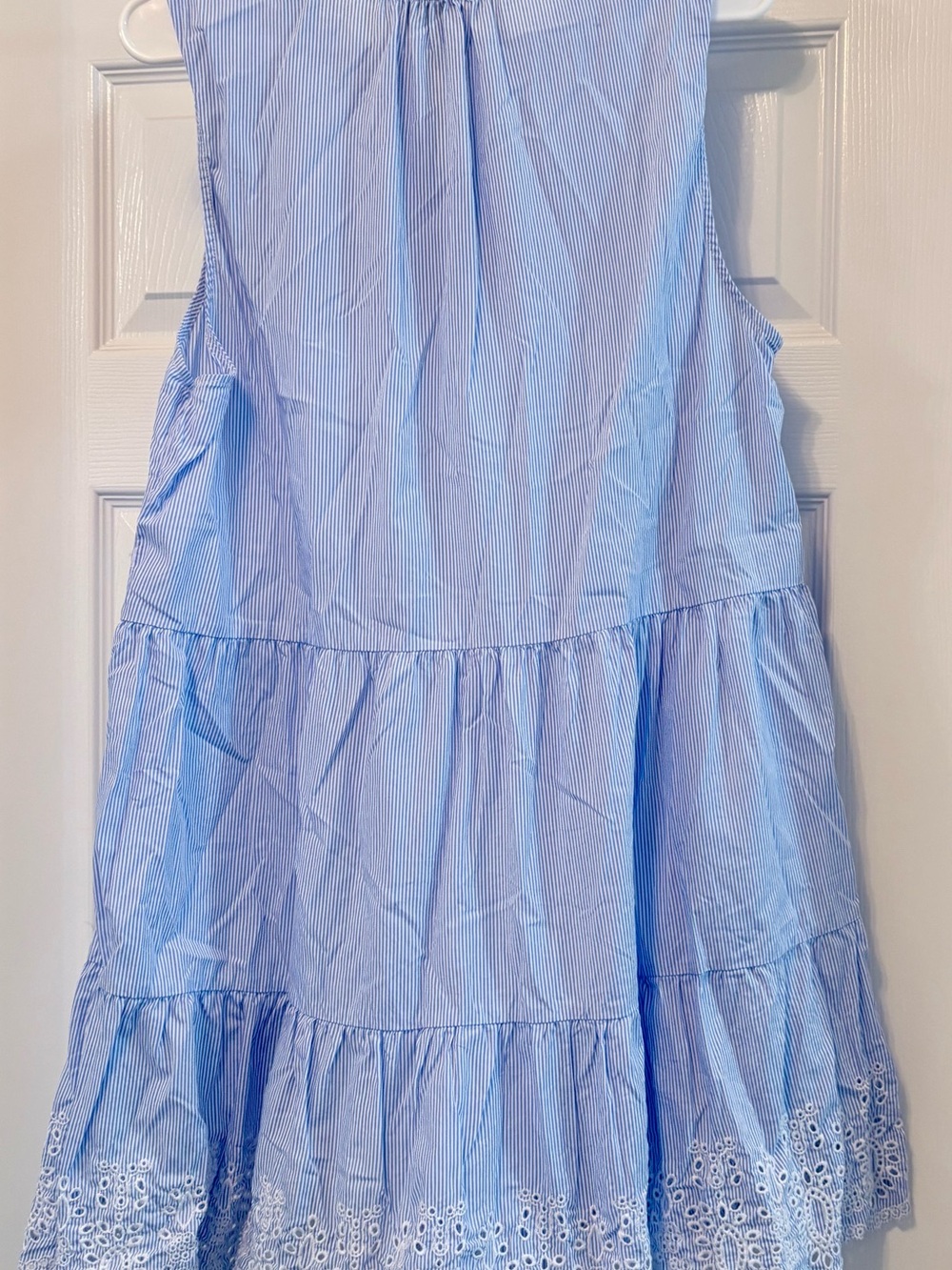 Calypso St. Barth Light Blue Striped Eyelet Hem Sundress - Picture 2 of 8